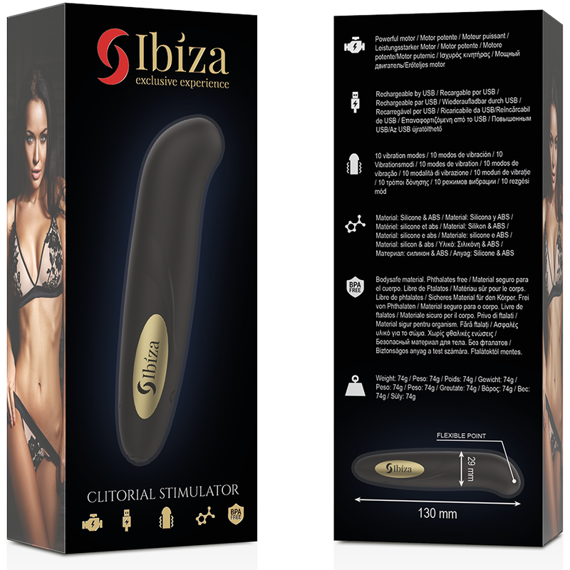 IBIZA - CLITORAL STIMULATOR USB CHARGER 10 VIBRATION MODES GOLD 13 X 2.9 CM
