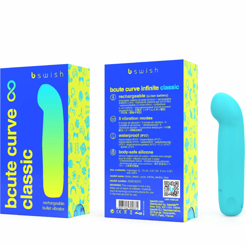 B SWISH - RECHARGEABLE VIBRATOR BCUTE CURVE INFINITE CLASSIC BLUE SILICONE