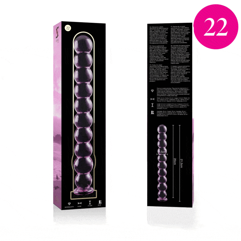 NEBULA SERIES BY IBIZA - MODEL 22 PINK BOROSILICATE GLASS DILDO 21.5 CM -Ø- 2.5 CM