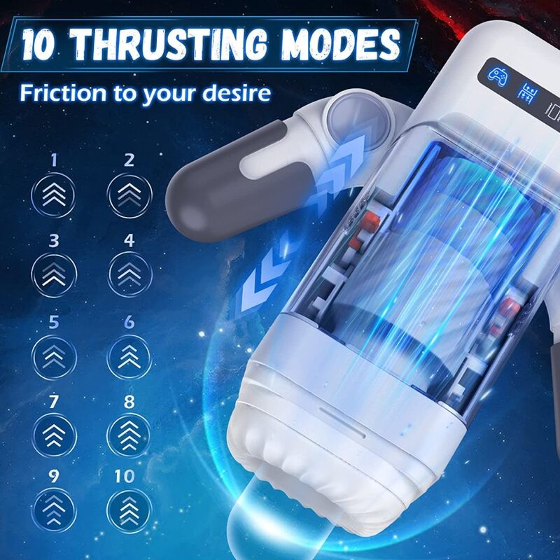 GAME CUP - THRUSTING VIBRATION MASTURBATOR WITH HEATING FUNCTION AND MOBILE HOLDER - BLACK