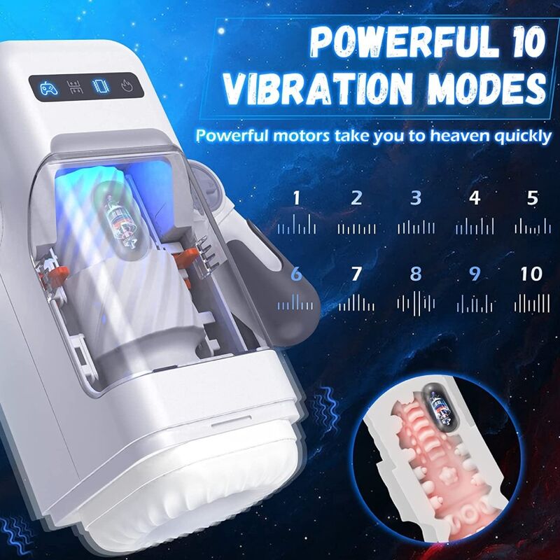 GAME CUP - THRUSTING VIBRATION MASTURBATOR WITH HEATING FUNCTION AND MOBILE HOLDER - BLACK