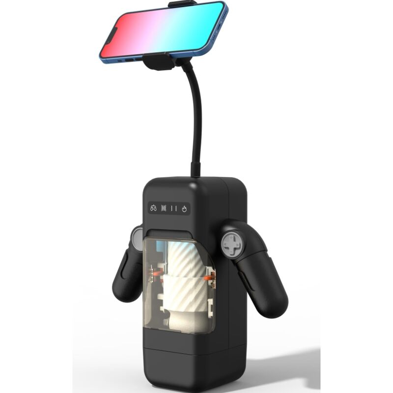 GAME CUP - THRUSTING VIBRATION MASTURBATOR WITH HEATING FUNCTION AND MOBILE HOLDER - BLACK