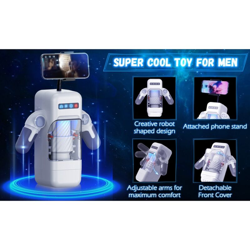 GAME CUP - THRUSTING VIBRATION MASTURBATOR WITH HEATING FUNCTION AND MOBILE HOLDER - BLACK