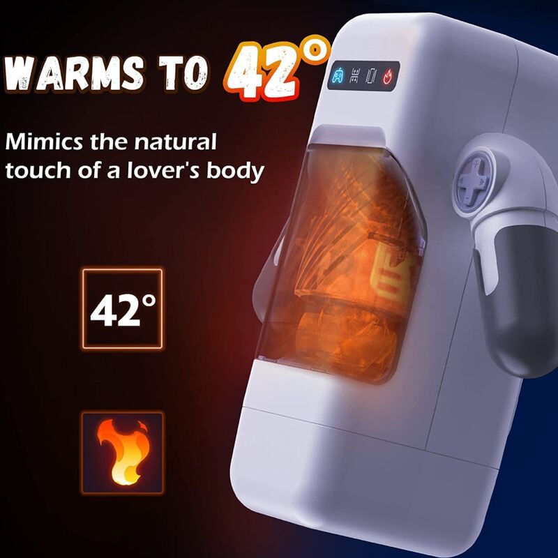 GAME CUP - THRUSTING VIBRATION MASTURBATOR WITH HEATING FUNCTION AND MOBILE HOLDER - BLACK
