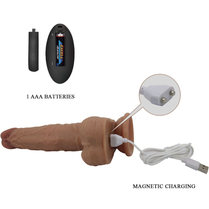 PRETTY LOVE - JONATHAN SILICONE DILDO 3 VIBRATIONS + 3 INSERTION LENGTHS REMOTE CONTROL 21 CM