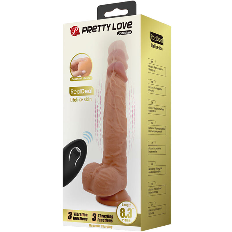 PRETTY LOVE - JONATHAN SILICONE DILDO 3 VIBRATIONS + 3 INSERTION LENGTHS REMOTE CONTROL 21 CM