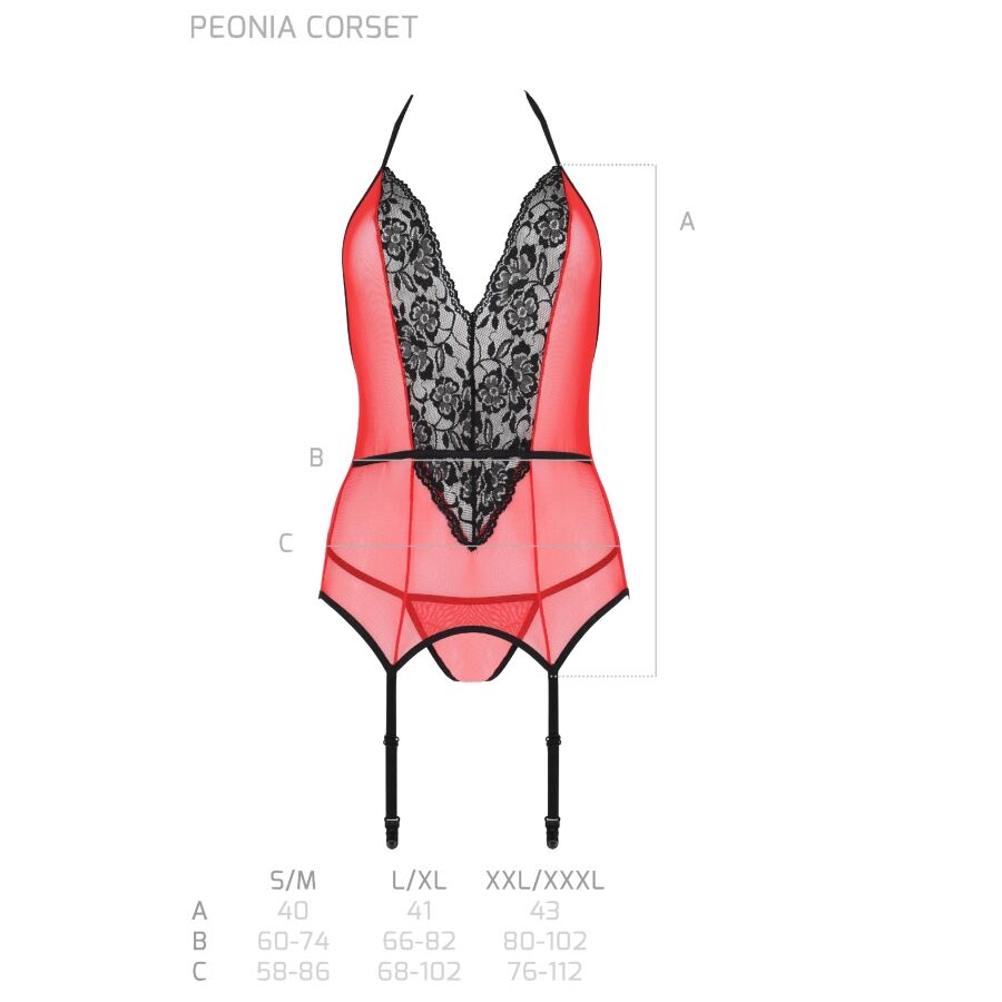 PASSION - PEONIA EROTIC RED CORSET S/M