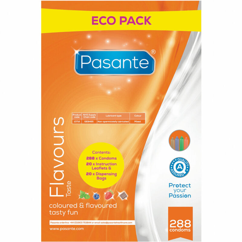 PASANTE - ECO PACK FLAVOURED CONDOMS POUCH 288 UNITS