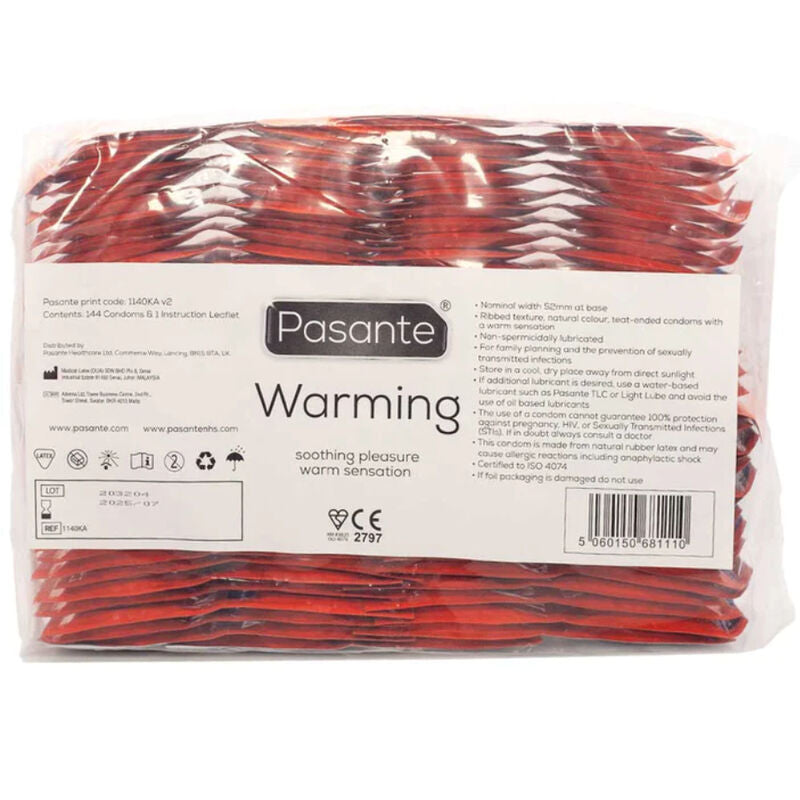 PASANTE - WARMING CONDOMS POUCH 144 UNITS