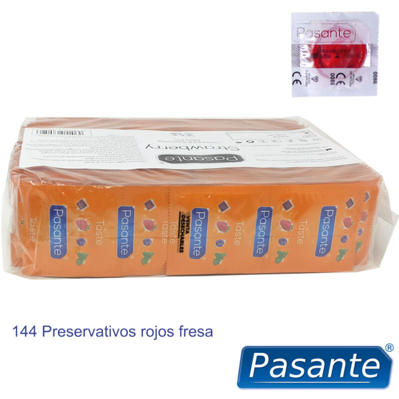 PASANTE - STRAWBERRY FLAVOURED CONDOMS POUCH 144 UNITS