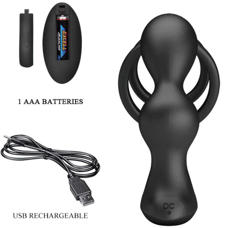 PRETTY LOVE - MARSHALL PENIS RING WITH VIBRATING ANAL PLUG WITH REMOTE CONTROL