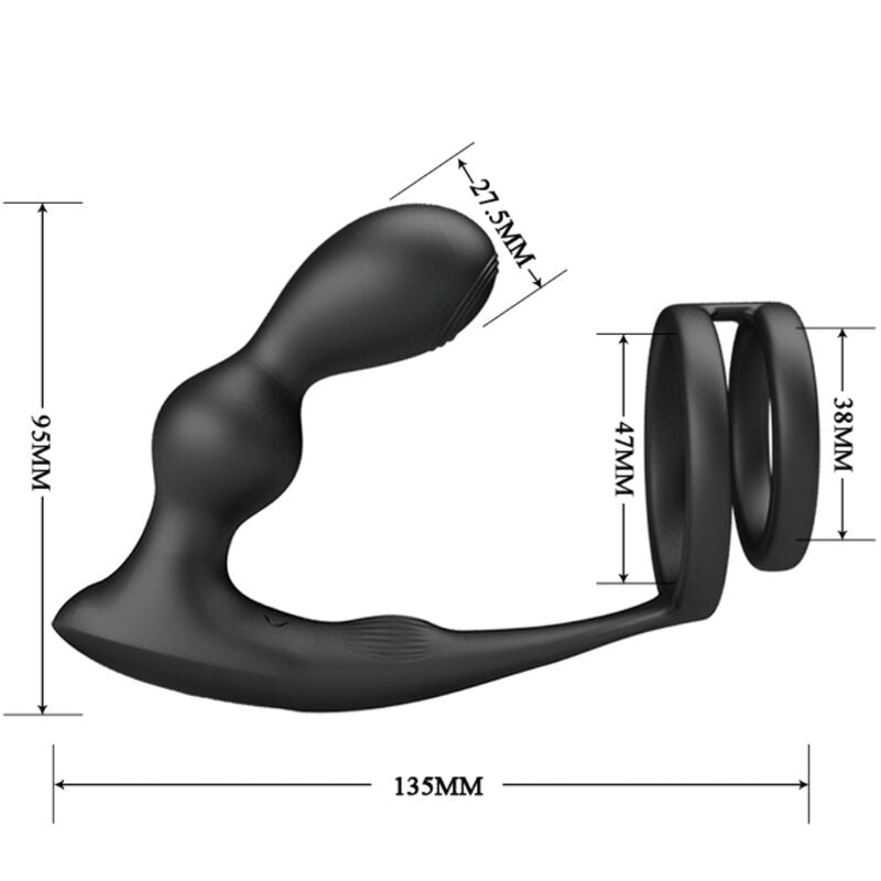 PRETTY LOVE - MARSHALL PENIS RING WITH VIBRATING ANAL PLUG WITH REMOTE CONTROL