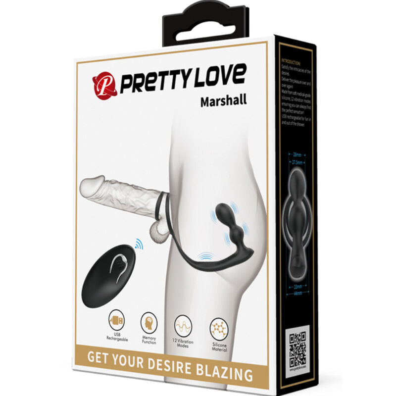 PRETTY LOVE - MARSHALL PENIS RING WITH VIBRATING ANAL PLUG WITH REMOTE CONTROL