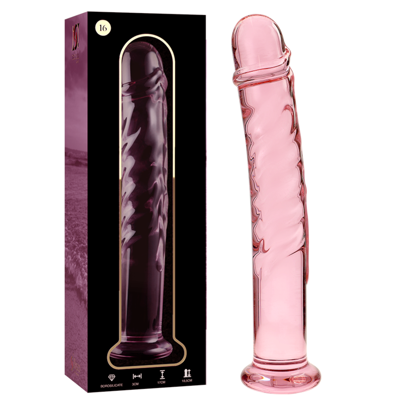 NEBULA SERIES BY IBIZA - MODEL 16 BOROSILICATE GLASS DILDO PINK 18.5 CM -O- 3 CM