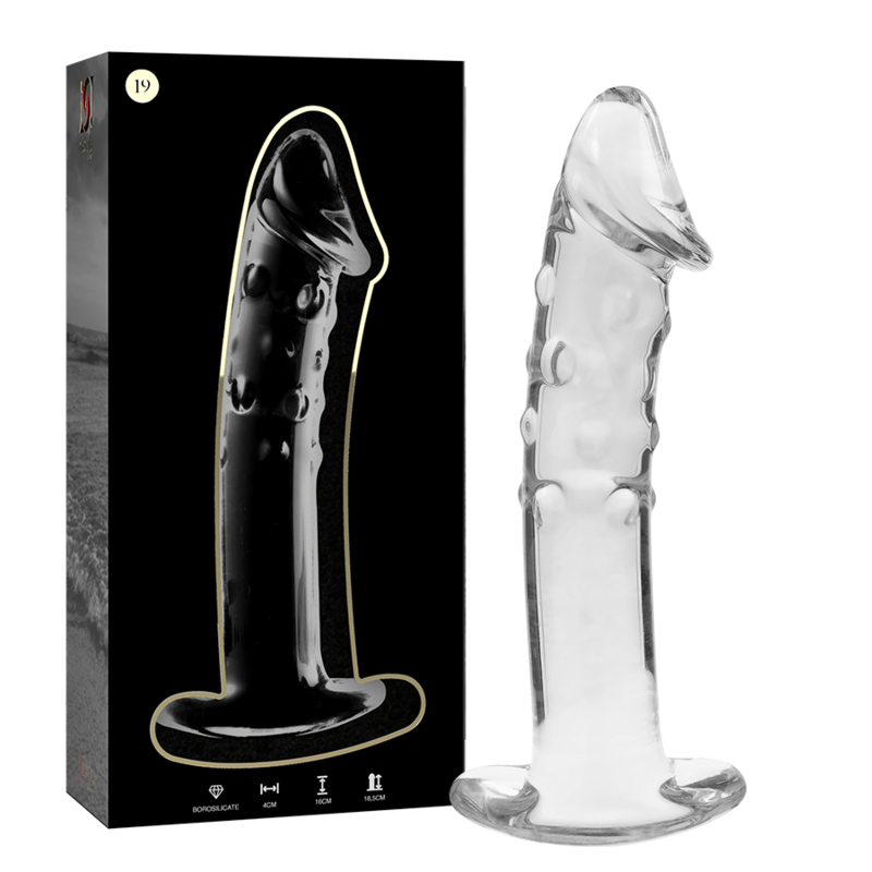 NEBULA SERIES BY IBIZA - MODEL 19 BOROSILICATE GLASS DILDO CLEAR 18.5 CM -O- 4 CM