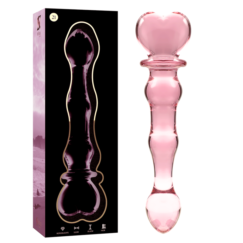 NEBULA SERIES BY IBIZA - MODEL 21 PINK BOROSILICATE GLASS DILDO 20.5 CM -O- 3.5 CM