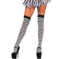 LEG AVENUE - BLACK/WHITE STRIPED THIGH-HIGH SOCKS