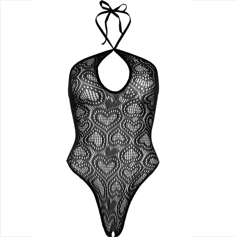 LEG AVENUE - BLACK HALTER NECK SEAMLESS BODYSUIT