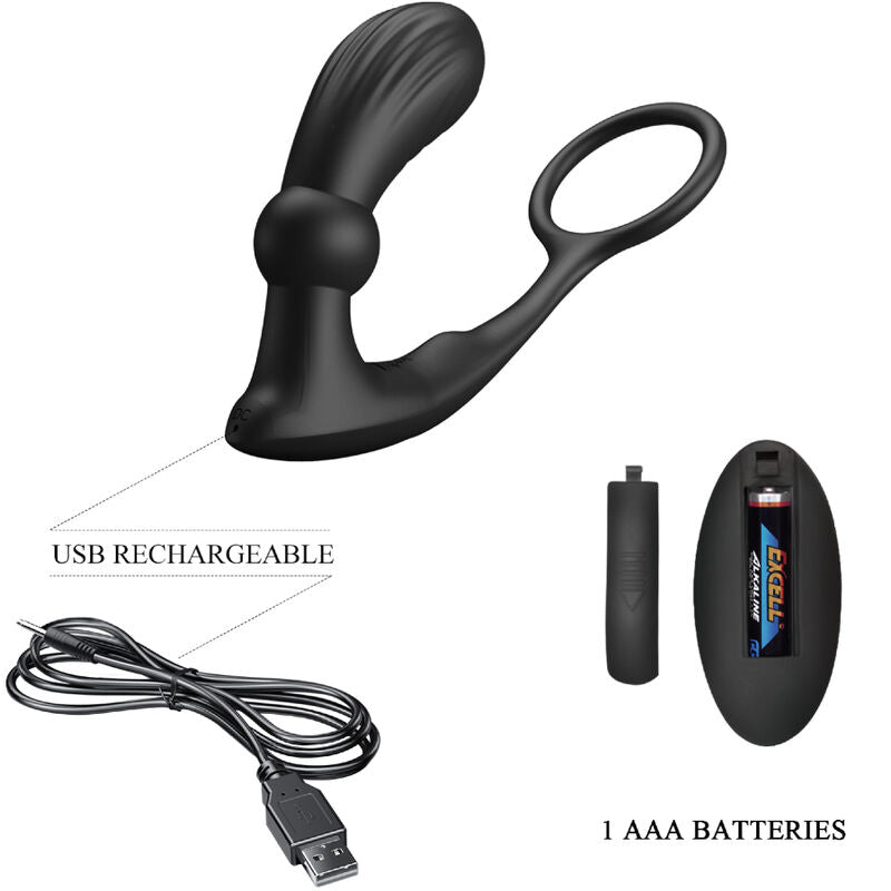 PRETTY LOVE - WARREN ANAL RING AND VIBRATOR BLACK