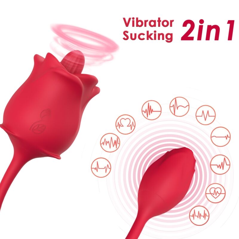 ARMONY - 2-IN-1 PINK SUCTION STIMULATOR AND VIBRATOR 10 MODES WITH RED TAIL