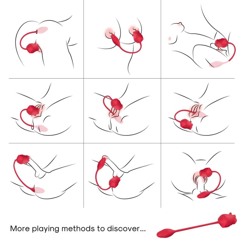 ARMONY - 2-IN-1 PINK SUCTION STIMULATOR AND VIBRATOR 10 MODES WITH RED TAIL