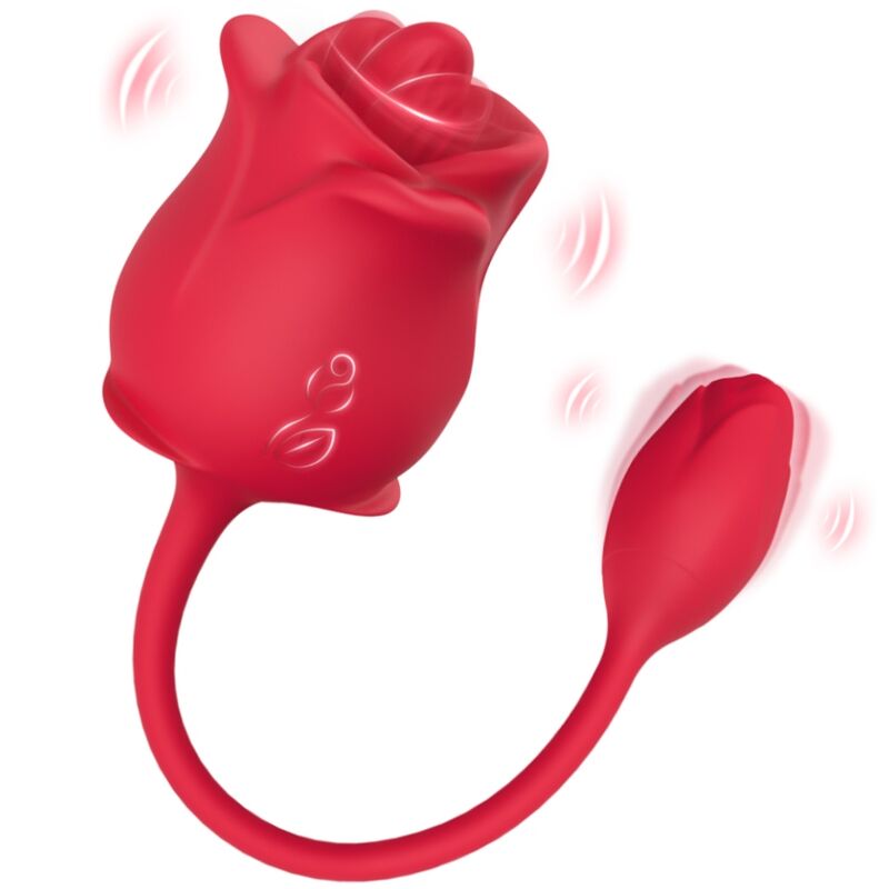 ARMONY - 2-IN-1 PINK SUCTION STIMULATOR AND VIBRATOR 10 MODES WITH RED TAIL