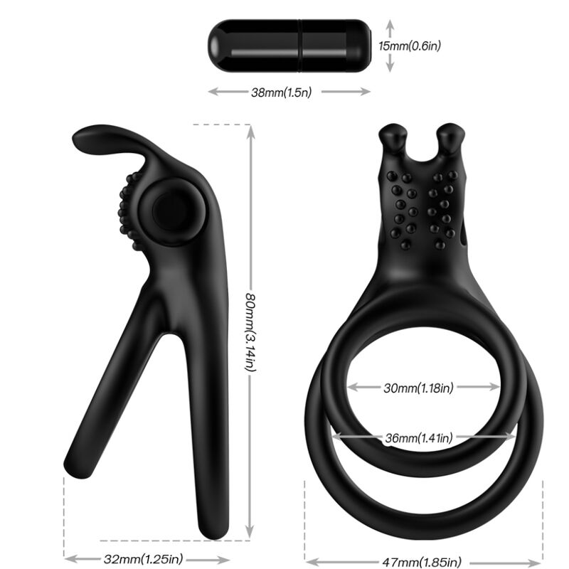 ARMONY - TRAVELER DOUBLE VIBRATING RING FOR COUPLES BLACK RABBIT