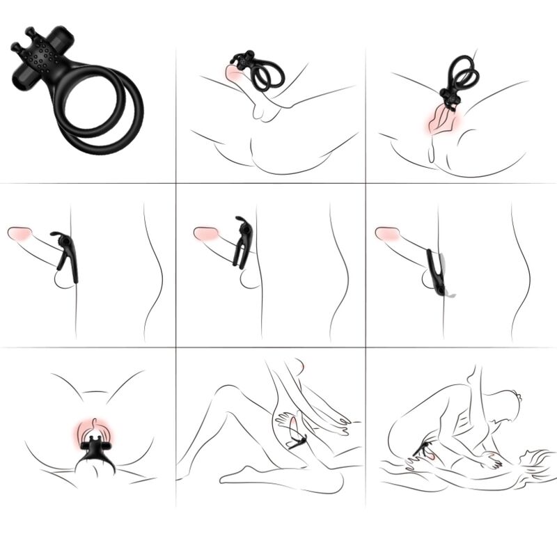 ARMONY - TRAVELER DOUBLE VIBRATING RING FOR COUPLES BLACK RABBIT
