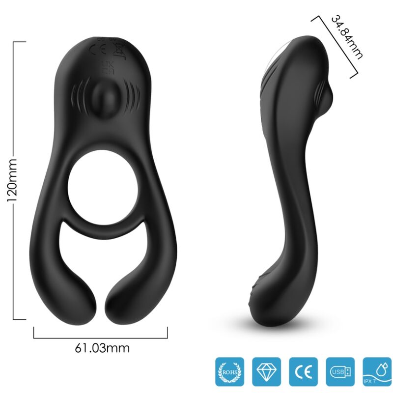 ARMONY - VEYRON DOUBLE VIBRATING RING TOY FOR COUPLES BLACK