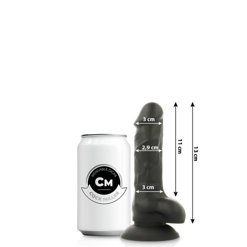 COCK MILLER - SILICONE DENSITY COCKSIL ARTICULATED BLACK 13 CM