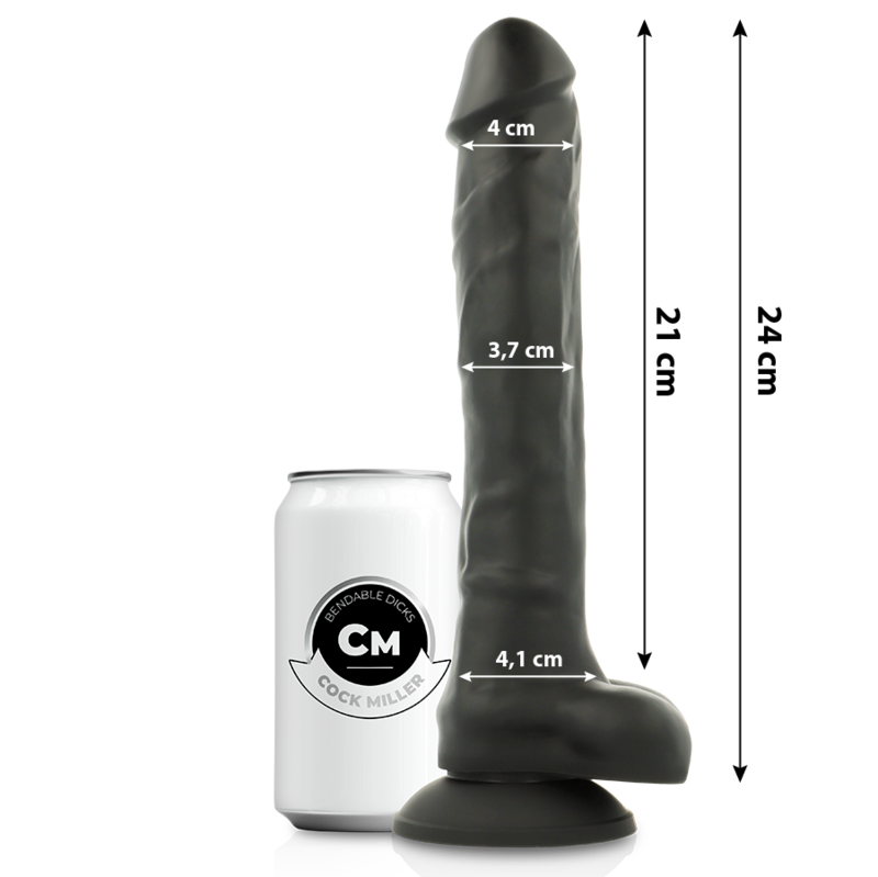 COCK MILLER - BLACK ARTICULATED SILICONE DENSITY COCK 24 CM