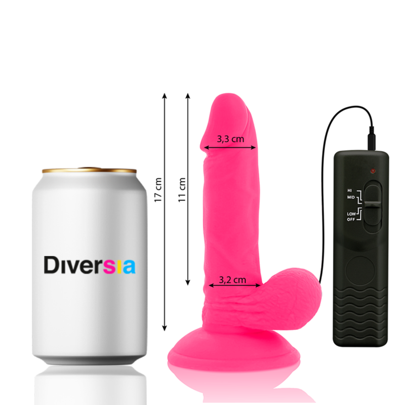 DIVERSIA - PINK FLEXIBLE VIBRATING DILDO 17 CM -O- 3.3 CM