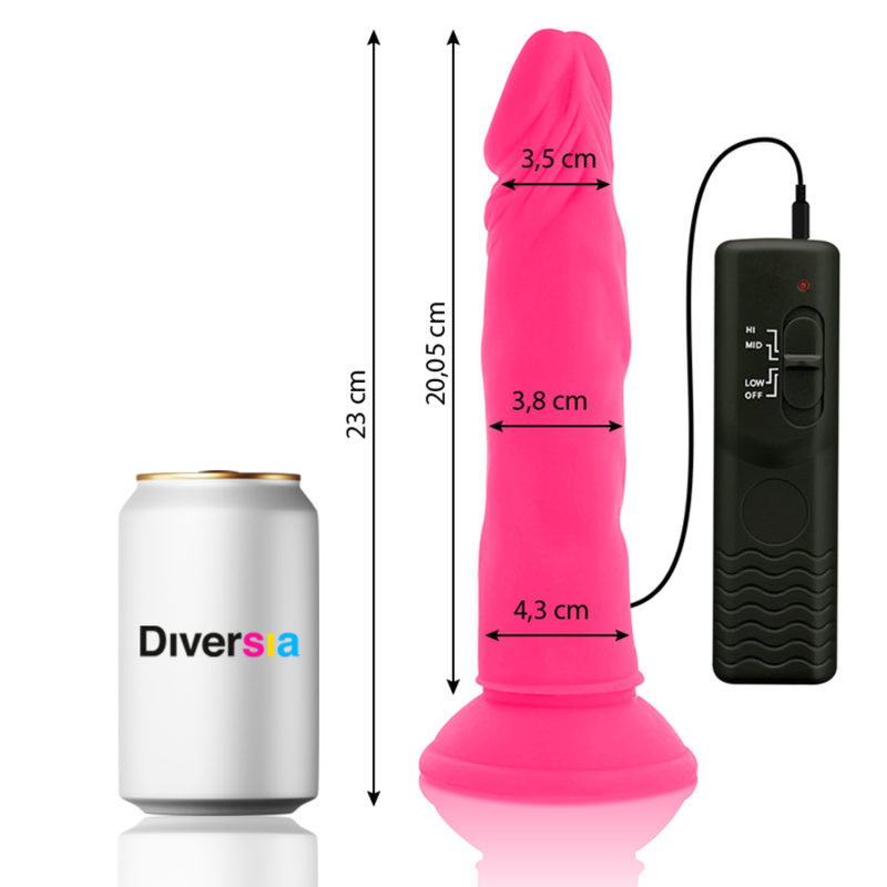 DIVERSIA - PINK SOFT VIBRATING DILDO 23 CM -O- 4.3 CM