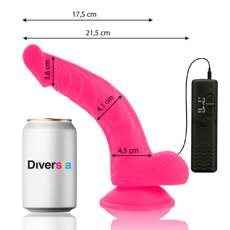 DIVERSIA - PINK FLEXIBLE VIBRATING DILDO 21.5 CM -O- 4.5 CM