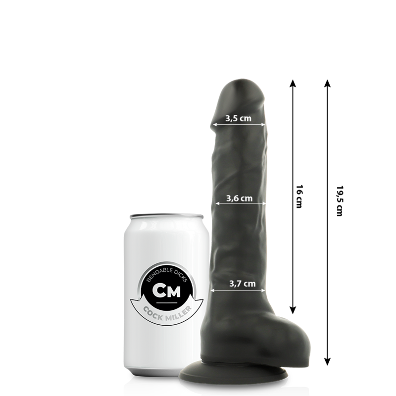 COCK MILLER - REALISTIC ARTICULATED SILICONE DILDO BLACK 19.5 CM