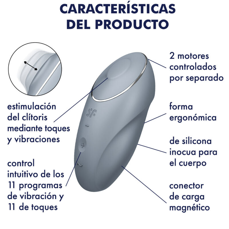 SATISFYER - TAP & CLIMAX 1 GREY LAY-ON VIBRATOR