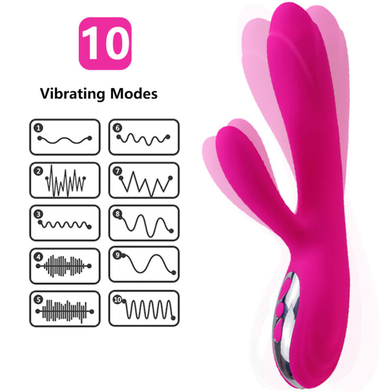 HARMONY - FLEXIBLE VIBRATOR & STIMULATOR HEAT EFFECT FUCHSIA