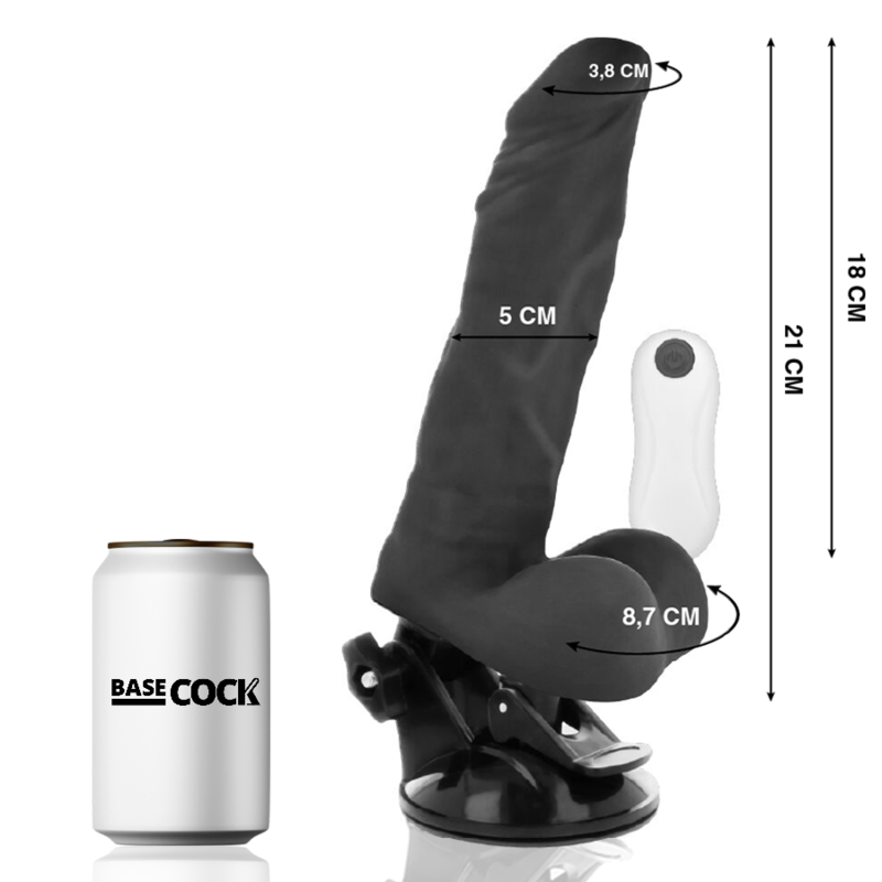 BASECOCK - ARTICULATED VIBRATOR REMOTE CONTROL BLACK 21 CM -O- 5 CM