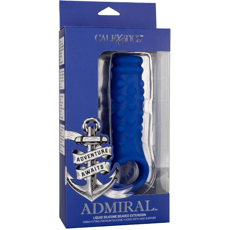 CALEXOTICS - ADMIRAL LIQUID SILICONE BEADED PENIS SLEEVE BLUE