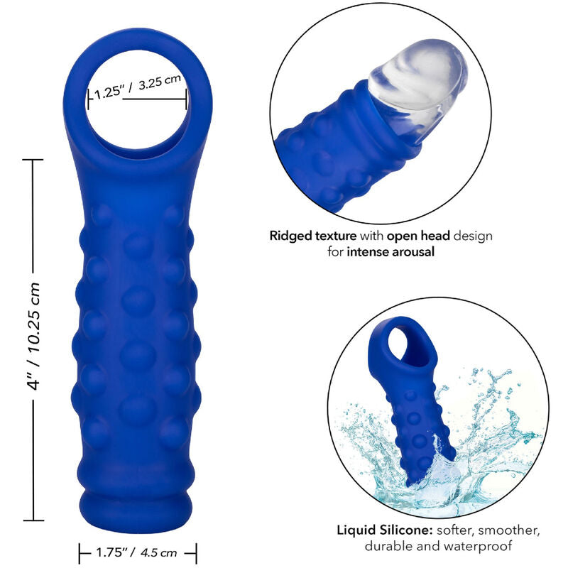 CALEXOTICS - ADMIRAL LIQUID SILICONE BEADED PENIS SLEEVE BLUE
