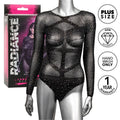 CALEXOTICS - RADIANCE RHINESTONE LONG SLEEVE PLUS SIZE BODYSUIT