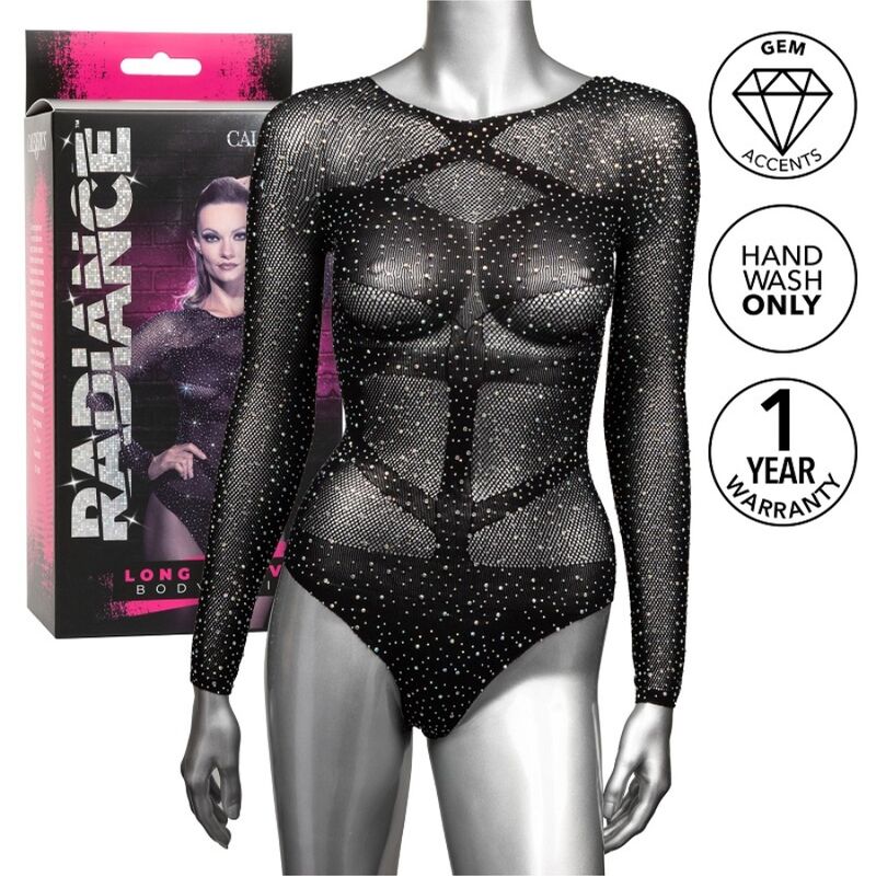 CALEXOTICS - RADIANCE RHINESTONE LONG SLEEVE BODYSUIT