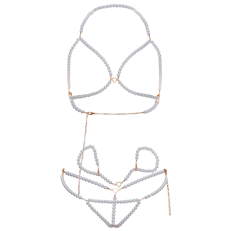 LEG AVENUE - BEADED BRA AND THONG SET