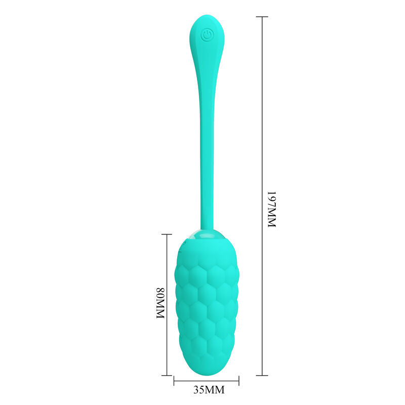 PRETTY LOVE - VIBRATING EGG MARINE TEXTURE RECHARGEABLE AQUA GREEN