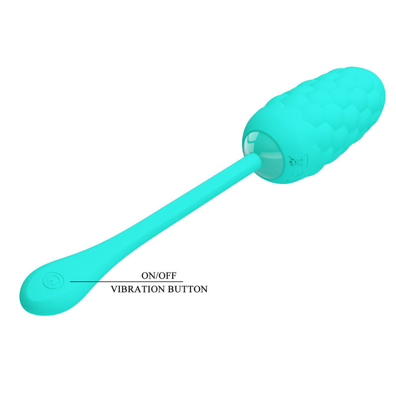 PRETTY LOVE - VIBRATING EGG MARINE TEXTURE RECHARGEABLE AQUA GREEN