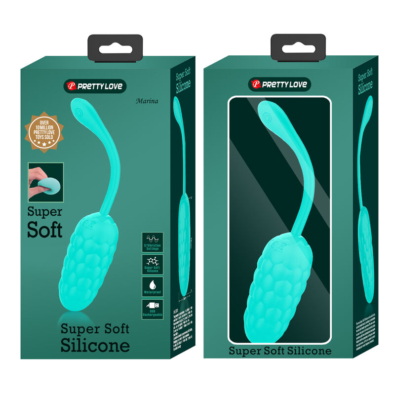 PRETTY LOVE - VIBRATING EGG MARINE TEXTURE RECHARGEABLE AQUA GREEN