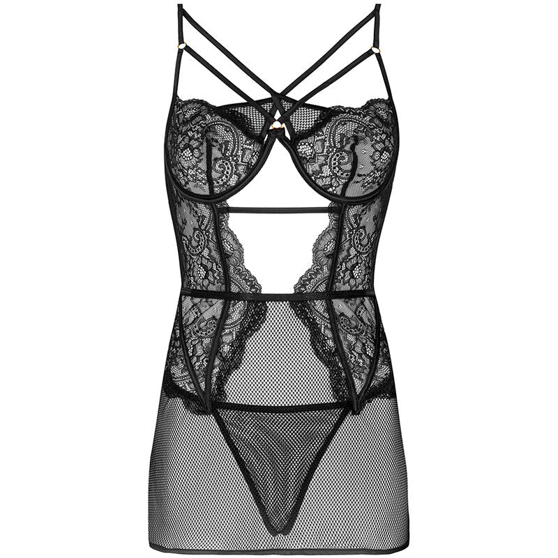 LIVCO CORSETTI FASHION - BARIRIN LC 90633 CHEMISE + PANTIES BLACK L/XL