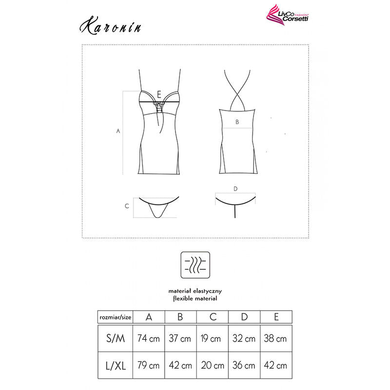 LIVCO CORSETTI FASHION - KARONIN LC 90628 CHEMISE + PANTIES BLACK L/XL