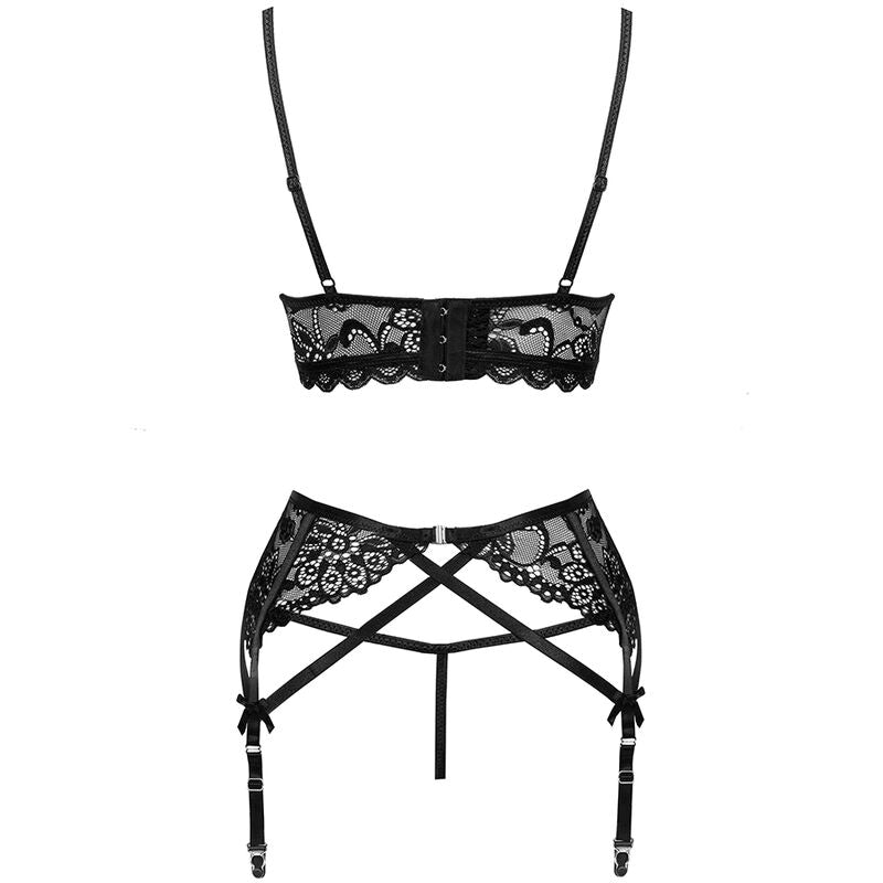 LIVCO CORSETTI FASHION - MORIDAM LC 90552 BRA + GARTER BELT + PANTIES BLACK L/XL