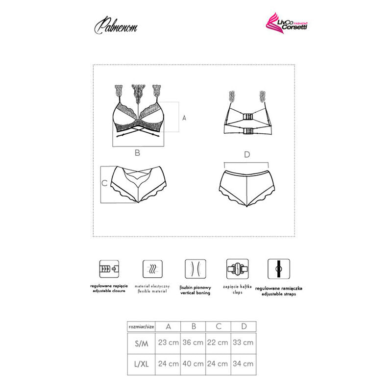 LIVCO CORSETTI FASHION - PALMENOM LC 90614 BRA + PANTIES BLACK L/XL